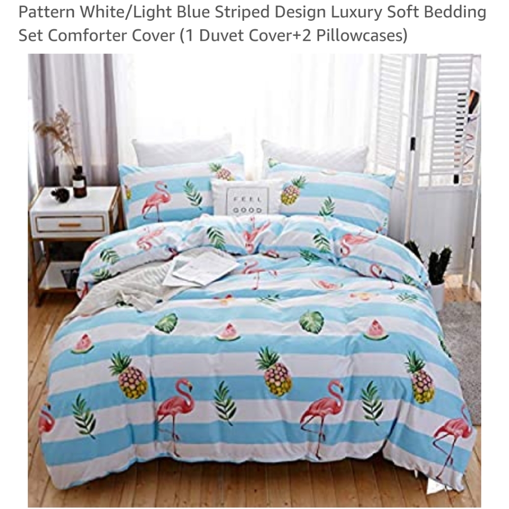 NWT Flamingo/Pineapple Duvet Cover-Queen